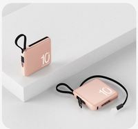 10000mAh Mini Power Bank Chargeur Rapide Portable Batterie Externe Rechargeable Câble Intégré pour iPhone 14 13 12
