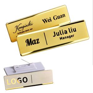 Wholesale Custom logo Engravable Hotel Employee Stainless Steel Magnetic Metal Laser Engrave <b>Pin</b> Name Tag <b>Badge</b> - Product Image 3