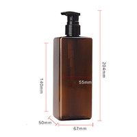 Bouteille vide carrée en PET de 500 ml avec pompe, rechargeable, pour lavage des mains, shampoing, gel douche, liquides cosmétiques, emballage plastique