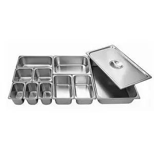 Fabrika tek parça şekillendirme teknolojisi paslanmaz çelik Metal buhar masa Pan konteyner 1/3 dondurma gıda tavaları