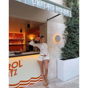 Custom 2026 Crochet Two Piece Set Women <b>Long</b> <b>Sleeve</b> <b>Shirt</b> Shorts Summer Beach Coverup Elastic Waist Straight Silhouette - Product Image 6