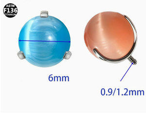 Getta ASTM F136 G23 Titanio Joyería y Accesorios para Piercings Corporales con Diseño Ojo de Gato, Piercing de Oreja con Bola, Piercing de Labio con Bola - Product Image 4