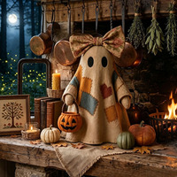 Cadılar bayramı Noel Bezi Vintage Patchwork Hayalet Süs Işıkları Kabak Fener Dekorasyon Pastoral tarzı Ev Dekor Sevimli
