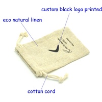 Pochette cadeau en lin naturel avec cordon de serrage pour bijoux, anneaux et pendentifs, avec logo personnalisé