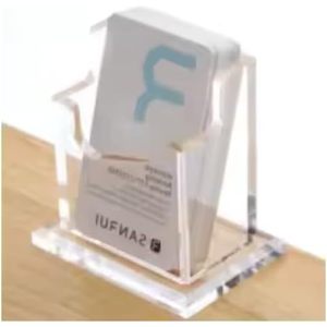 Porte-cartes de visite vertical, organisateur de bureau, support à un seul niveau en acrylique blanc, 20 cm, présentoir pour usage de bureau - Product Image 1