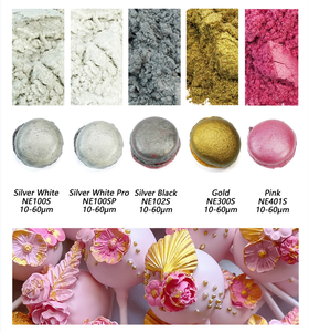 Sans titane <span class=keywords><strong>de</strong></span> qualité alimentaire EU or argent Mica poudre comestible lustre poussière comestible paillettes pour gâteau - Product Image 3