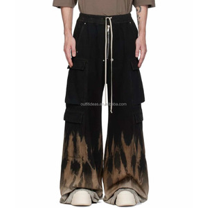 Pantalones Cargo Jumbo de Algodón 100% con Ojales, Pierna Ancha, Largos y Rectos, con Estampado de Llamas Solares, Negros, para Hombre, de Pierna Ancha y Entrepierna Baja - Product Image 6
