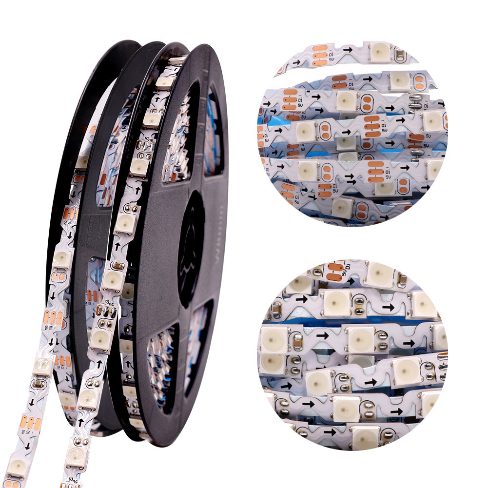5V WS2812B Fullcolor S Type LED Strip 60LEDs/m 5mm 6mm PCB S Shape Addressable Pixel 5050 RGB LED Light Dream Color