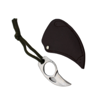 Couteau Karambit portable à anneau de doigt avec étui en cuir et cordon pour les tâches de coupe quotidiennes en extérieur