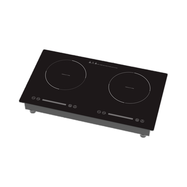 EU Household Electric Induction Cooktop with Black Glass Surface Built-In Design