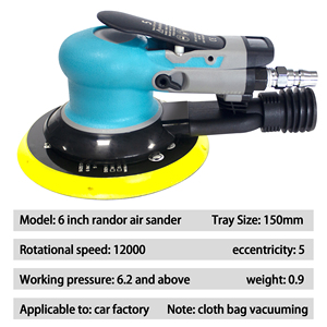 Ponceuse de paume orbitale à air à double <span class=keywords><strong>action</strong></span> assistée par vide avec <span class=keywords><strong>sac</strong></span> de collecte de poussière et tuyau intégrés - Product Image 2