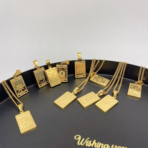 Impermeable 18K oro joyería Acero inoxidable <span class=keywords><strong>Tarot</strong></span> tarjeta collar fortuna sabiduría sol <span class=keywords><strong>Luna</strong></span> collar mujeres Zodiaco joyería - Product Image 6