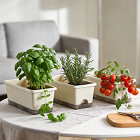 Pot de fleurs rectangulaire en PP à arrosage automatique, trou de drainage, parois épaissies durables pour une utilisation à la maison et au jardin, design moderne, capacité de 10,89 L