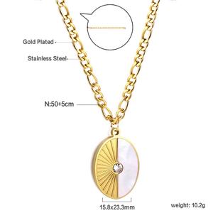 Collar Personalizado de Moda con Forma de Corazón Rectangular, Chapado en Oro de 18k, Acero Inoxidable con Abulón, Zirconia, Inicial y Concha para Mujer - Product Image 4