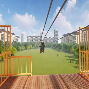 Parque de Atracciones para niños y adultos, montaña rusa de aventura con cremallera, patio al aire libre