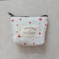 Tas Kunci Grosir Dompet Ritsleting Logo Dicetak Kustom Katun Wanita Dompet Mini Kanvas