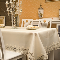 Nappe en tissu synthétique style nordique avec dentelle, anti-poussière, couleur unie, pour tables à manger/café, et couvre-micro-ondes