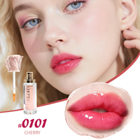 Minyak Bibir Bunga Berlapis Emas, Pelembap, Menutrisi, Perawatan Bibir Berkilau, Lip Gloss Efek Cermin untuk Perawatan Bibir, Label Pribadi