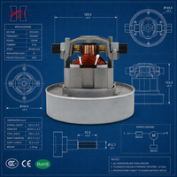 Moteur électrique à vide monophasé TCG Série XBS95 230V 50/60Hz, efficacité IE3, protection IP55, 500-1200W, balais en carbone longue durée