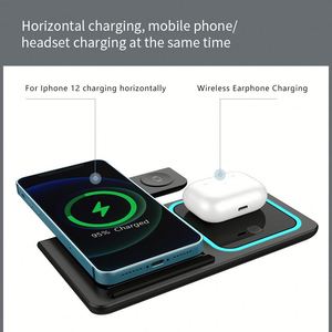 2026 Fast Wireless Charging Station Magnetic Phone Wireless <b>Charger</b> Stand Foldable Portable 15W for Iphone 3 in 1 Charging Pad - Product Image 5