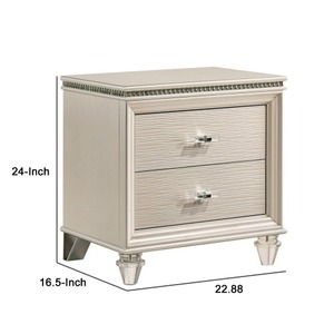 OE HOME Wood Traditional 2 Drawers Nightstand Acrylic Legs Pearl <b>White</b> Bedroom Furniture for Home Use Assembled MDF Panel - Product Image 4
