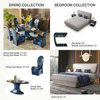 Ensemble de canapés 1-2-3 places en cuir véritable de luxe moderne, inspiré de l'industrie automobile, bleu roi brillant, solution de mobilier tout-en-un