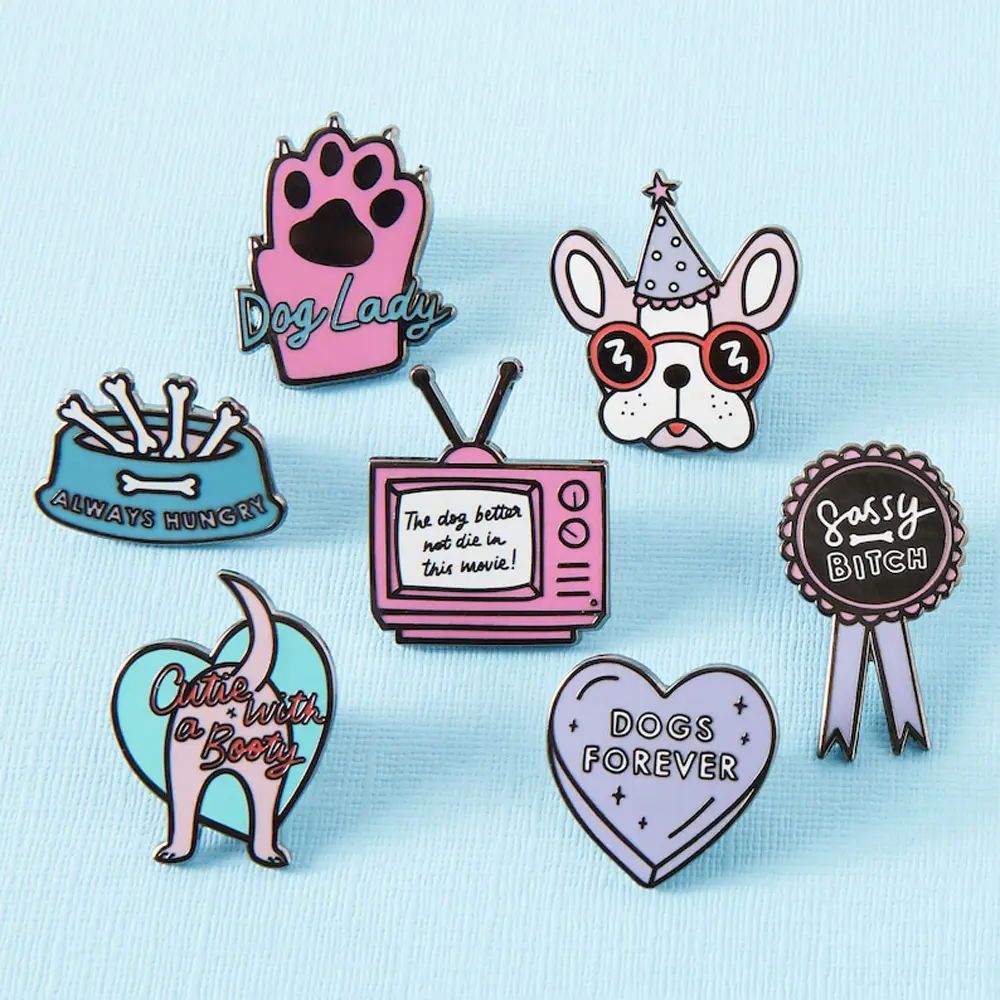 Aangepaste Reversspeld Metalen Badge Hoge Kwaliteit Schattige Reversspeldjes Cartoon Honden Emaille Pin