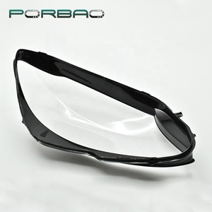 PORBAO pour <span class=keywords><strong>W205</strong></span> /C200 2019-2020 ans pièce d'auto bordure noire en plastique Transparent lampe couvre abat-jour phare couvercle de lentille - Product Image 2