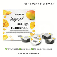 Kit de Pédicure Spa à l'Arôme de Mangue en Gros, Marque Privée, Logo Personnalisé, Produits de Soin des Pieds en 4 Étapes pour Acheteurs Mondiaux de Produits de Beauté
