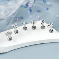 G23 Titane Bijoux de piercing corporel Papillon Labret Bijoux de piercing corporel Fil interne Anneau de lèvre Anneau d'oreille Helix Boucle d'oreille