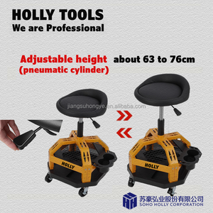 Rolling Chair Shop Hocker für Garage mit Rollen Höhen verstellbar 360 ° Drehbarer Ladens itz mit Werkzeug ablage Aufbewahrung flaschen halter - Product Image 2