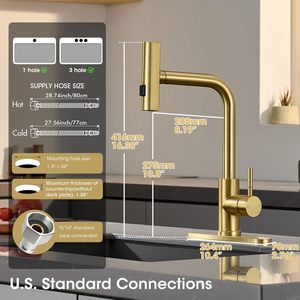 <span class=keywords><strong>Grifo</strong></span> <span class=keywords><strong>de</strong></span> <span class=keywords><strong>Cocina</strong></span> Extraíble en Acero Inoxidable 304 con Acabado Dorado Cepillado, Monomando, 360° ° <span class=keywords><strong>Grifo</strong></span> <span class=keywords><strong>de</strong></span> <span class=keywords><strong>Cocina</strong></span> con 3 Funciones Tipo Cascada - Product Image 4