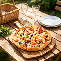 Pelle à pizza en bois avec poignée et lignes de découpe, pelle ronde pour la présentation en cuisine, restaurant, fête, table
