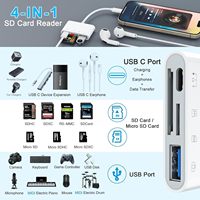 Lecteur de carte SD 4-en-1 USB C Adaptateur OTG de type C avec lecteur de carte mémoire SD Type-C USB 4 emplacements
