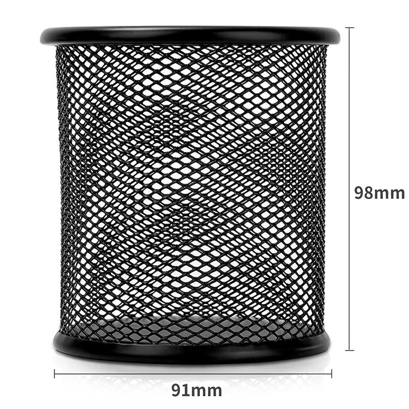 Deli 9172 Metal Mesh Pen Holder Circular Desktop Storage Box for