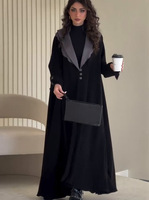 Premium traditionnel islamique prière vêtements ethniques arabe col cranté noir Abaya Robe dubaï musulman Ramadan Robe