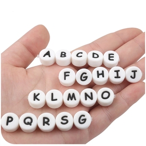 12mm Alphabet Beaded Food Grade Soft Chewable Baby <strong>Silicone</strong> <strong>Beads</strong> for DIY Accessories - Product Image 1