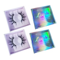 Boîte d'emballage de cils à tiroir coulissant violet de luxe avec logo d'estampage holographique Impression de revêtement UV personnalisée pour cosmétiques