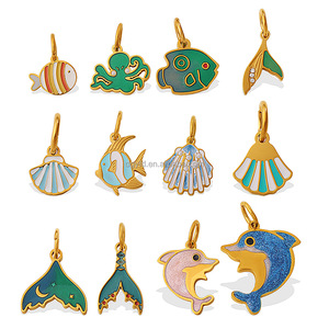 Ciondolo Personalizzato in Acciaio Inossidabile con Logo Smaltato, a Tema Oceano (Delfino, Conchiglia, Polpo) per Acquario, Zoo, Regalo, Fai da Te, Collana, Portachiavi, Borsa - Product Image 4