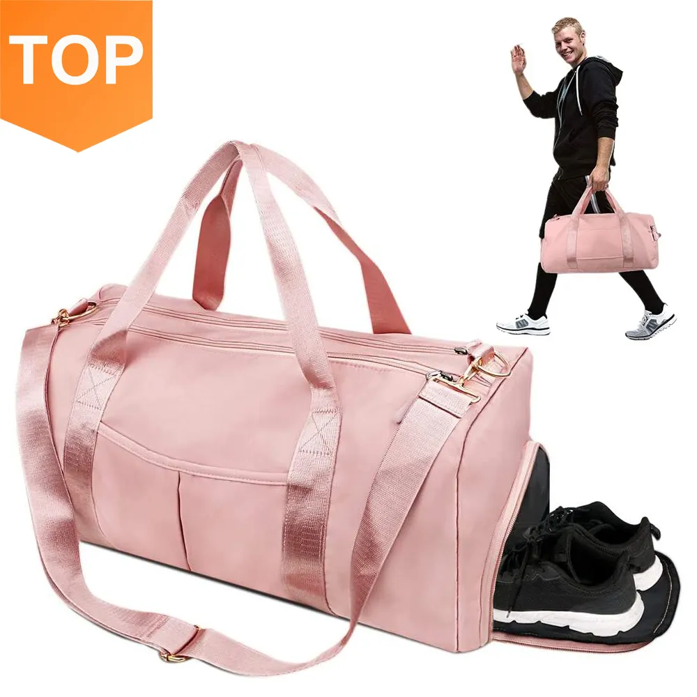 Sports Gym Travel Duffel Bag Waterproof Weekender Overnight Tote Carry pink work duffle bag with Wet Pocket & Shoes Compartment