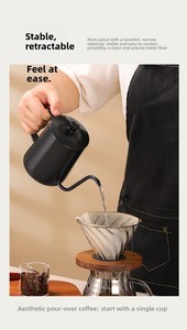 Cafetera <span class=keywords><strong>de</strong></span> goteo manual con boquilla <span class=keywords><strong>de</strong></span> cuello <span class=keywords><strong>de</strong></span> cisne y asa colgante, larga y estrecha, para viaje - Product Image 5