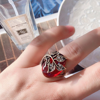 Bague gothique punk cristal rouge bague vintage esthétique géométrique irrégulière métal strass bagues pour femmes hommes bijoux accessoires