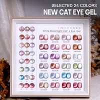 Kit de vernis gel UV/LED effet œil de chat marque privée, sans HEMA, avec gels magnétiques diamant argentés, certifié CPSR