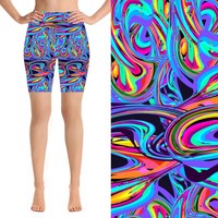 92% Polyester 8% Spandex Tissu Personnalisé Serpent Léopard Imprimé Taille Haute Vélo Shorts pour Femmes