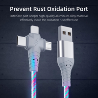 Cable USB 3 en 1 con Luz LED, 1M 2M, Carga Rápida, Cable Fluorescente, Transferencia de Datos, Carga e Impresión para iPhone y Android
