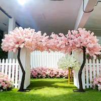 Arche de cerisier artificielle en fer japonais décorative pour restaurant, couleur rose vif, cerisier artificiel, taille personnalisée pour mariage