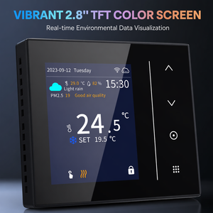 <span class=keywords><strong>Thermostat</strong></span> intelligent WiFi HYSEN T002 avec écran couleur TFT 2,8 pouces, contact sec <span class=keywords><strong>pour</strong></span> chaudière à <span class=keywords><strong>gaz</strong></span> et chauffage de l'eau, programmable via l'application Tuya - Product Image 1