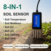 8-in-1 Bodemsensor voor fruitboomgaardbewaking, 4G draadloos, temperatuur, vochtigheid, pH en EC-meting, waterdichte behuizing