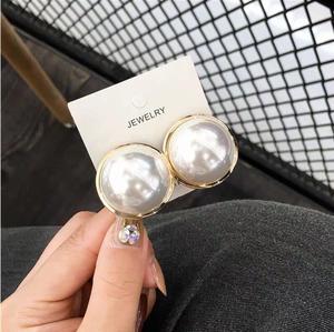 Tendencias de Moda, Pendientes de Perlas Grandes de Plata de Ley S925 de 2 cm, Nuevo Éxito de Ventas, Pendientes de Perlas Coreanas Nuevos de <span class=keywords><strong>2022</strong></span>, Pendientes de Botón para Chicas - Product Image 4