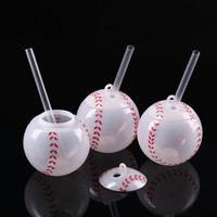 Gobelets en plastique réutilisables et écologiques pour adultes, en forme de ballon de football ou de pastèque, avec paille lumineuse, pour les fêtes - Vente en gros